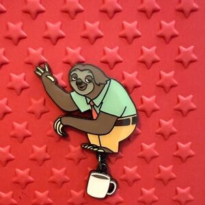 Loungefly Disney Black Flash Sloth Zootopia Pin with Coffee Charm